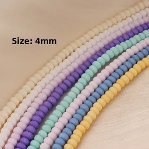Perles de verre dépolies colorées de 4mm pour la création de bijoux DIY et artisanat