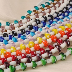 Colorful handmade glass mushroom beads for DIY jewelry making and beaded necklaces