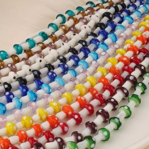 Handmade mushroom glass beads in vibrant colors for DIY jewelry making and crafts