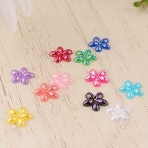 Iridescent Five Petal Flower Resin Flatback Charms Pearlescent AB Color Flower Patch For DIY Phone Case Nail Art Decor