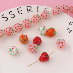 Cute strawberry glass charms for DIY jewelry making handmade earrings and beaded accessories