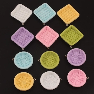 Resin Mini Woven Basket Charms For DIY Jewelry Making Colorful Macaron Simulation Vine Pendants For Earrings Keychain Accessories