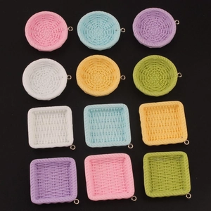 Colorful resin mini woven pendants for DIY jewelry making and keychain accessories