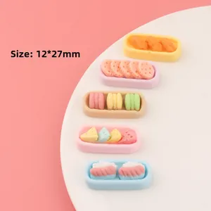 Miniature resin food models set with colorful macaron and sushi designs for DIY crafts