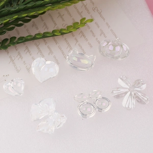 DIY colorful iridescent resin charms in heart bow flower and cherry shapes for jewelry