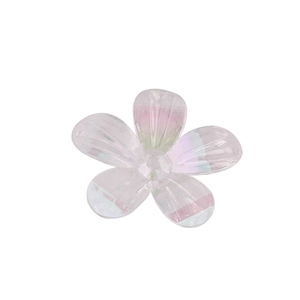 Iridescent resin flower charm for DIY jewelry with rainbow gradient finish on white background