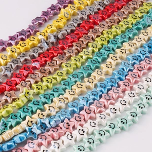 Colorful Star Smiley Face Ceramic Beads Star Shape Loose Spacer Beads For DIY Jewelry Making Bracelet Necklace Handmade