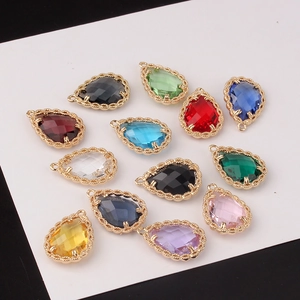 Set de 12 colgantes de cristal facetado con borde dorado para creación de joyas DIY
