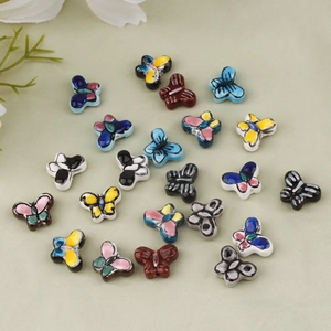 Hand-painted butterfly ceramic beads for DIY jewelry making in various vibrant colors