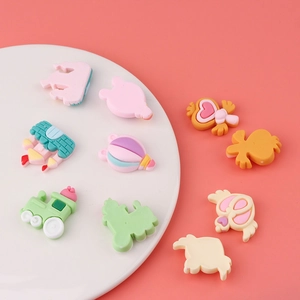 Cute cartoon fairy tale resin charms featuring castle and hot air balloon for DIY crafts