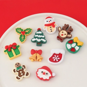 Set of 10 festive Christmas resin flatback charms including Santa and reindeer