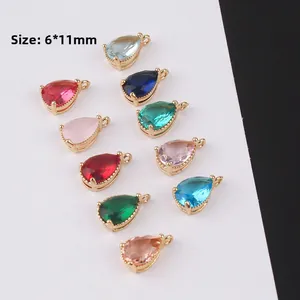 Teardrop crystal pendants in 10 colors with gold plating for DIY jewelry making 6x11mm
