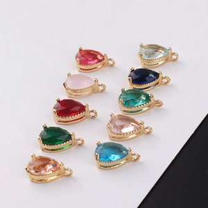 Copper Gold Plated Pear Shape Rhinestone Pendants For DIY Jewelry Making Colorful Tear-drop Charms Earrings Necklaces Material