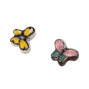 Hand-painted butterfly ceramic beads for DIY jewelry making in various colors
