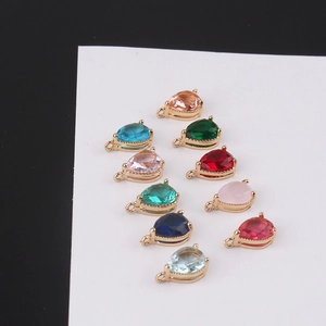 Waterdrop crystal pendants with gold plated frames in ten vibrant colors for DIY jewelry making