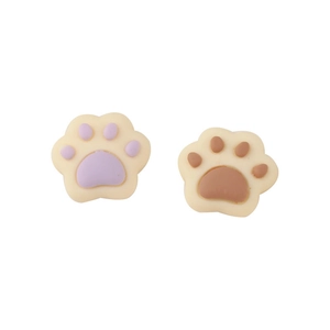 Ciondoli in resina a zampa di gatto beige con cuscinetti viola e marroni per fai da te