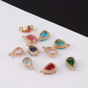 Colorful pear shape crystal pendants with gold plated frames for DIY jewelry making