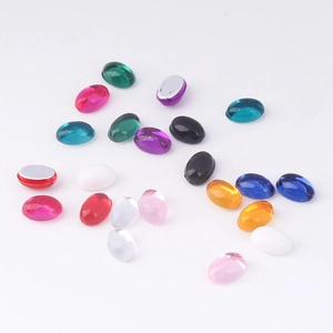 Mixed color 4x6mm oval acrylic flatback rhinestones for DIY jewelry and crafts making