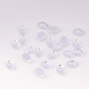 Macro shot of oval transparent acrylic flatback gems for DIY jewelry making