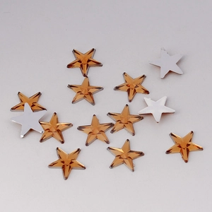 Flatback star-shaped amber rhinestones with multifaceted glass cut for DIY crafts