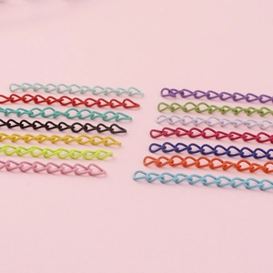 Colorful painted metal extension chains for DIY jewelry making in various matte shades