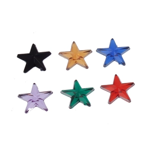 Set of 10mm faceted acrylic star rhinestones in six vibrant colors for DIY clothing