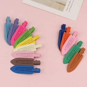 Colorful seamless matte duckbill hair clips for women in various pastel colors
