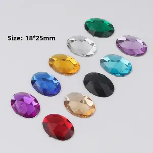Set of 18x25mm oval multifaceted acrylic rhinestones in ten vibrant colors for DIY crafts