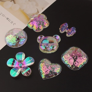 Iriskante Hars Cabochons Voor DIY Sieraden Maken Accessoires Aurora Bloem Hart Beer Strik Flatback Scrapbooking Charms