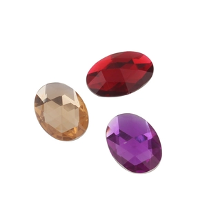 Three multi-color 18x25mm oval faceted acrylic rhinestones for DIY jewelry making