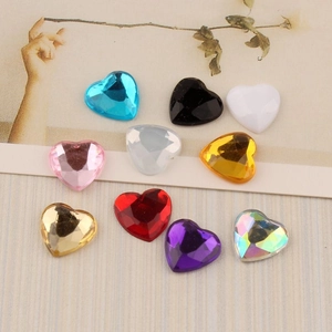 Colorful 12mm faceted acrylic heart rhinestones for DIY jewelry and craft decoration