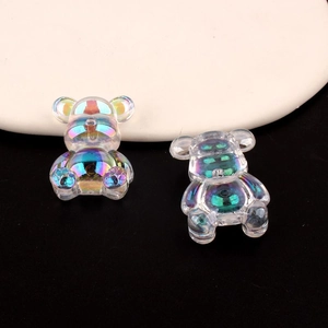 Macro view of iridescent holographic resin bears with vibrant color gradient effect