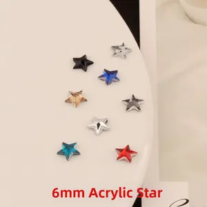 6mm acrylic five-pointed star rhinestones in 8 assorted colors for DIY crafts and nail art