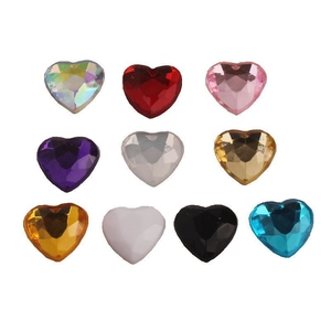 DIY colorful 12mm heart shaped acrylic rhinestones for handicrafts in various colors