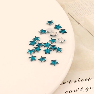 Peacock blue star-shaped acrylic rhinestones with flat back for DIY crafts and jewelry