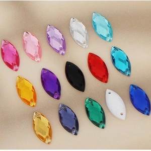 Marquise Sew On Rhinestones Plastic Resin Dual Hole Flatback Rhinestones For DIY Clothing Wedding Accessories Jewelry Findings