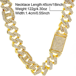 Chaîne Cuban Link dorée 18 pouces avec zircons incrustés et fermoir carré solide