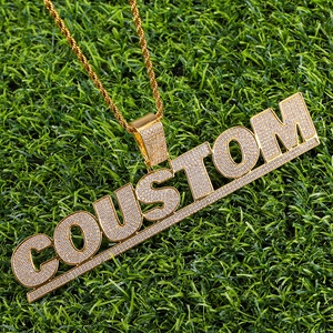 Hip hop custom letter pendant with gold rope chain and sparkling pavé cubic zirconia