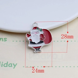 Detail showing cartoon Santa Claus enamel pendant with dimensions 28mm by 24mm