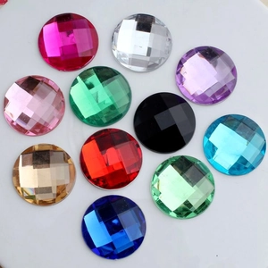 Bunte 25 mm runde Acryl-Strasssteine mit Facettenschliff und flacher Rückseite für DIY