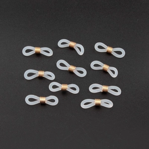 Lot de 10 connecteurs antidérapants en silicone blanc et fil doré pour chaînes de lunettes