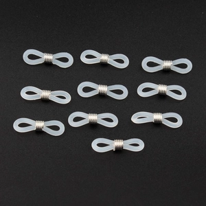 Dix ensembles de connecteurs de chaîne de lunettes en silicone blanc avec bobines en métal