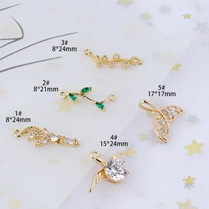 DIY gold copper pendants with zirconia stones for handmade earrings and necklaces
