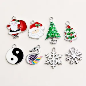 DIY Christmas snowflake and enamel charms set in zinc alloy for jewelry making