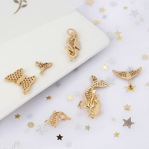 Vergulde koperen hangers voor DIY-sieraden met zeepaardje en walvisstaart ontwerpen