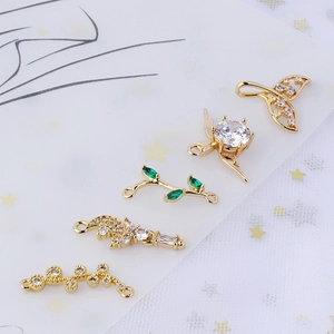 Exquisite gold-plated zircon pendants in fish tail, moon, star, and leaf designs for DIY jewelry