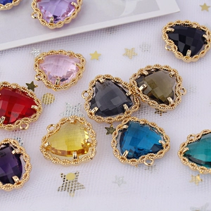 Copper Inlaid Zirconia Heart Pendant Gold Plated Filigree Lace Edge DIY Jewelry Accessory For Necklace Earring Making