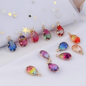 Pendentifs en cristal goutte avec bord doré pour la création de bijoux faits main