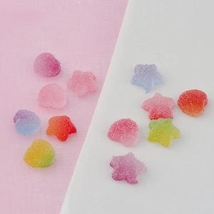 DIY colorful gradient resin candy charms in star and heart shapes with sugar texture