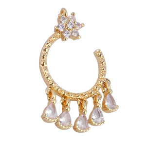 Golden flower zircon pendant with teardrop charms for DIY earring and necklace making